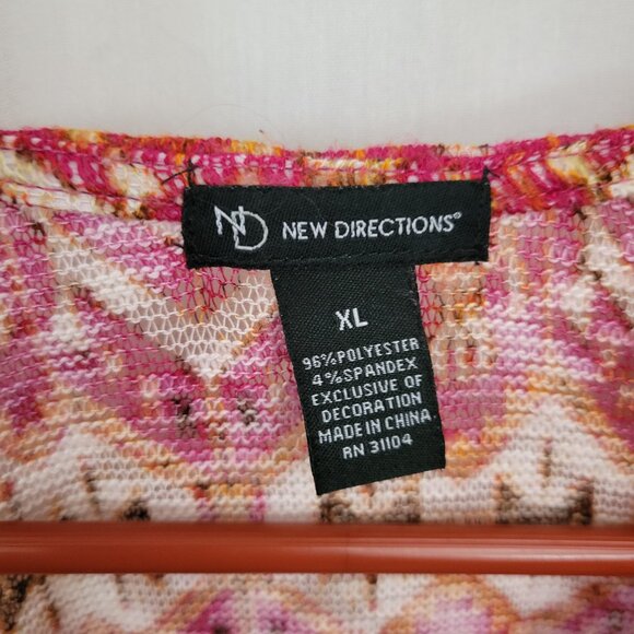 New Directions Top Woven Tapestry Abstract Peasant BOHO colorful fringe tie XL - Picture 12 of 12